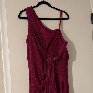 Adrianna Papell One-Shoulder Fuchsia Evening Dress